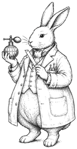 The Maison Memo emblem — a fine-line engraving of a rabbit perfumer holding an atomiser.